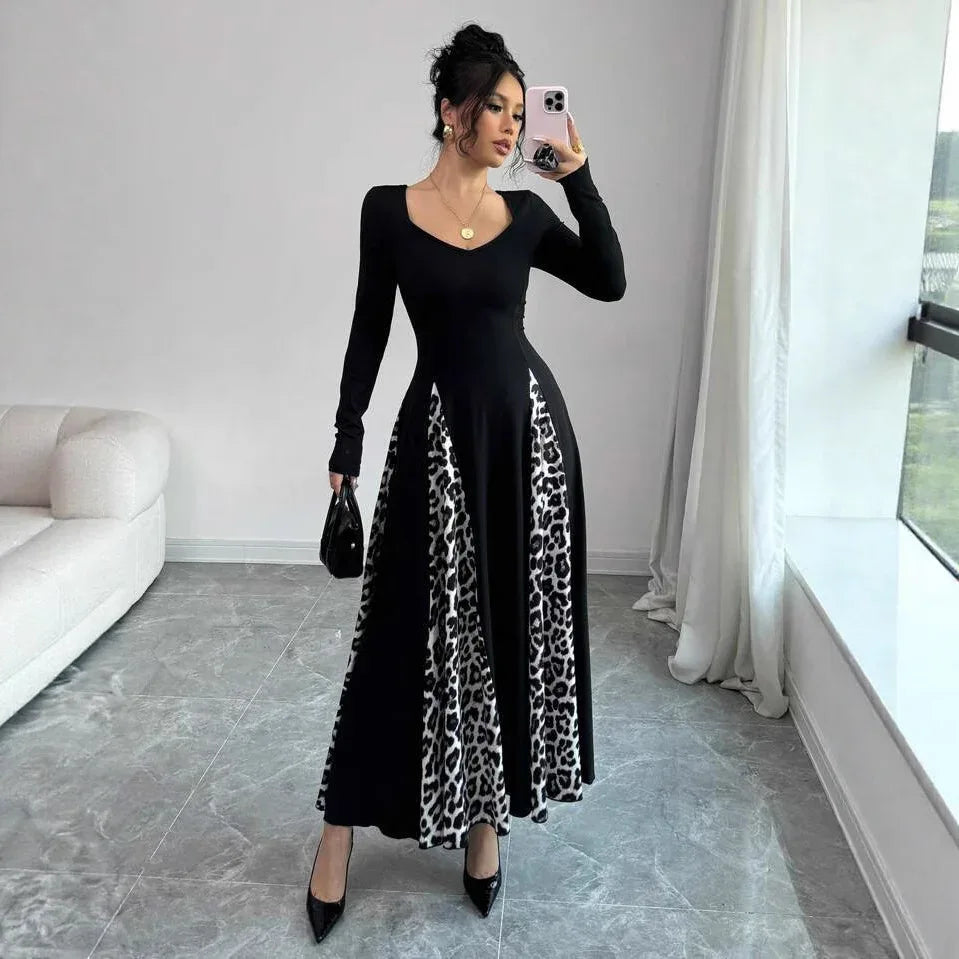 Womens Slimming Split Formal Dress With Long Sleeves - Gizmo Galaxy