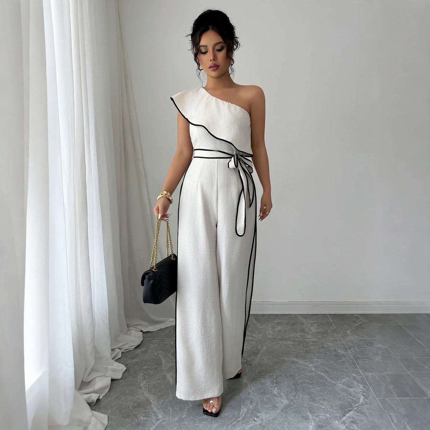 European And American Elegant Style Off-shoulder Vest Wide-leg Jumpsuit Women's Independent High Waist - Gizmo Galaxy