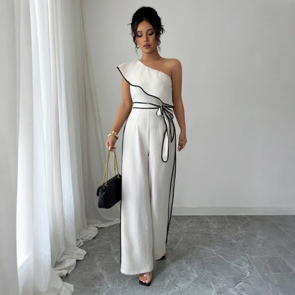 European And American Elegant Style Off-shoulder Vest Wide-leg Jumpsuit Women's Independent High Waist - Gizmo Galaxy