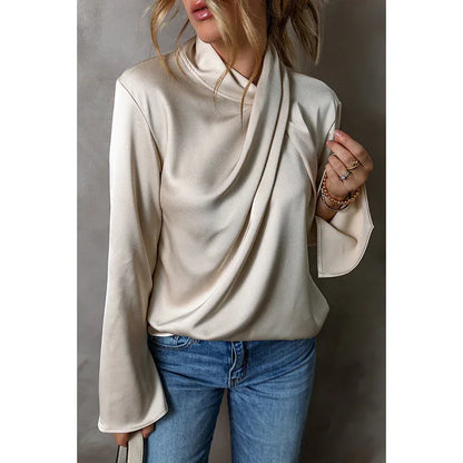 Women's Solid Color Satin Chiffon Blouse - Gizmo Galaxy
