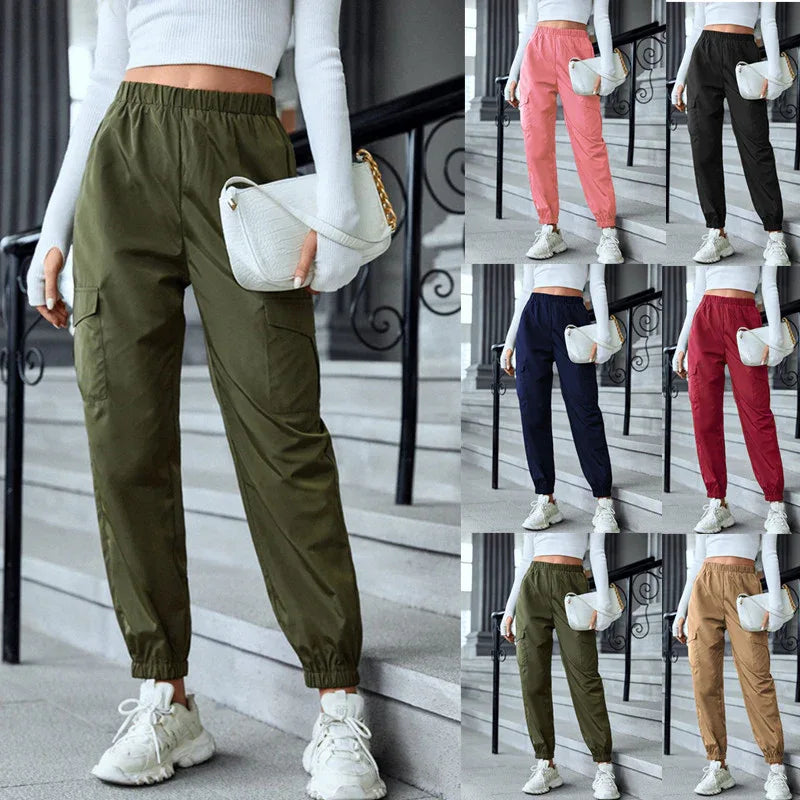 Multi-Color Casual Working Pants Multi-pocket Skinny Pants - Gizmo Galaxy