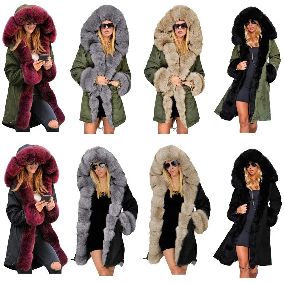 Cotton-padded Jacket Fur Collar Coat Hooded - Gizmo Galaxy
