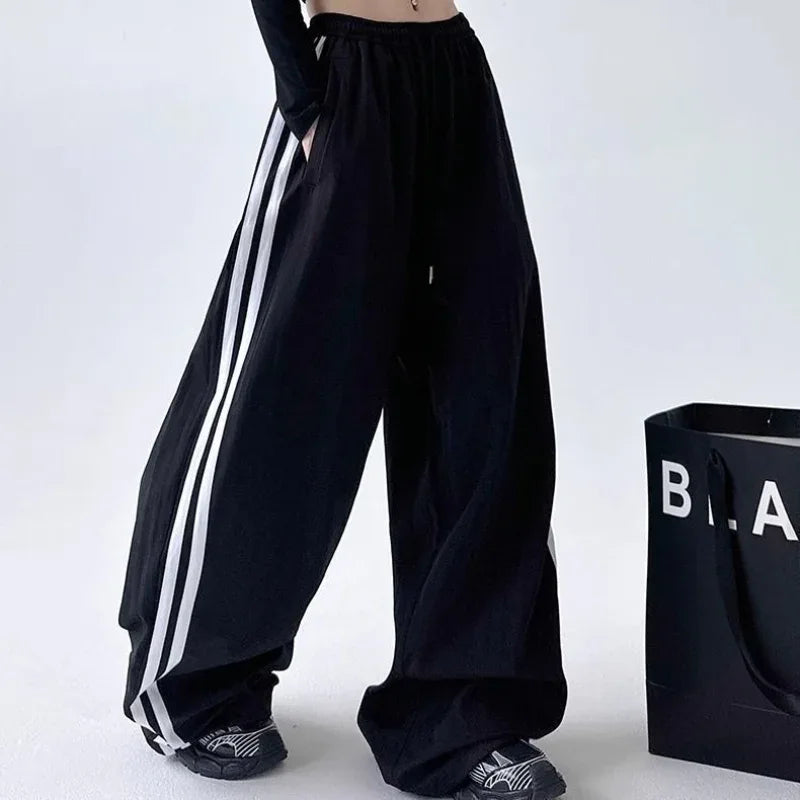 Cargo With Side-panel Stitching Street-style Athletic Fashion Brand Loose-fitting High-waist Casual Wide-leg Pants - Gizmo Galaxy