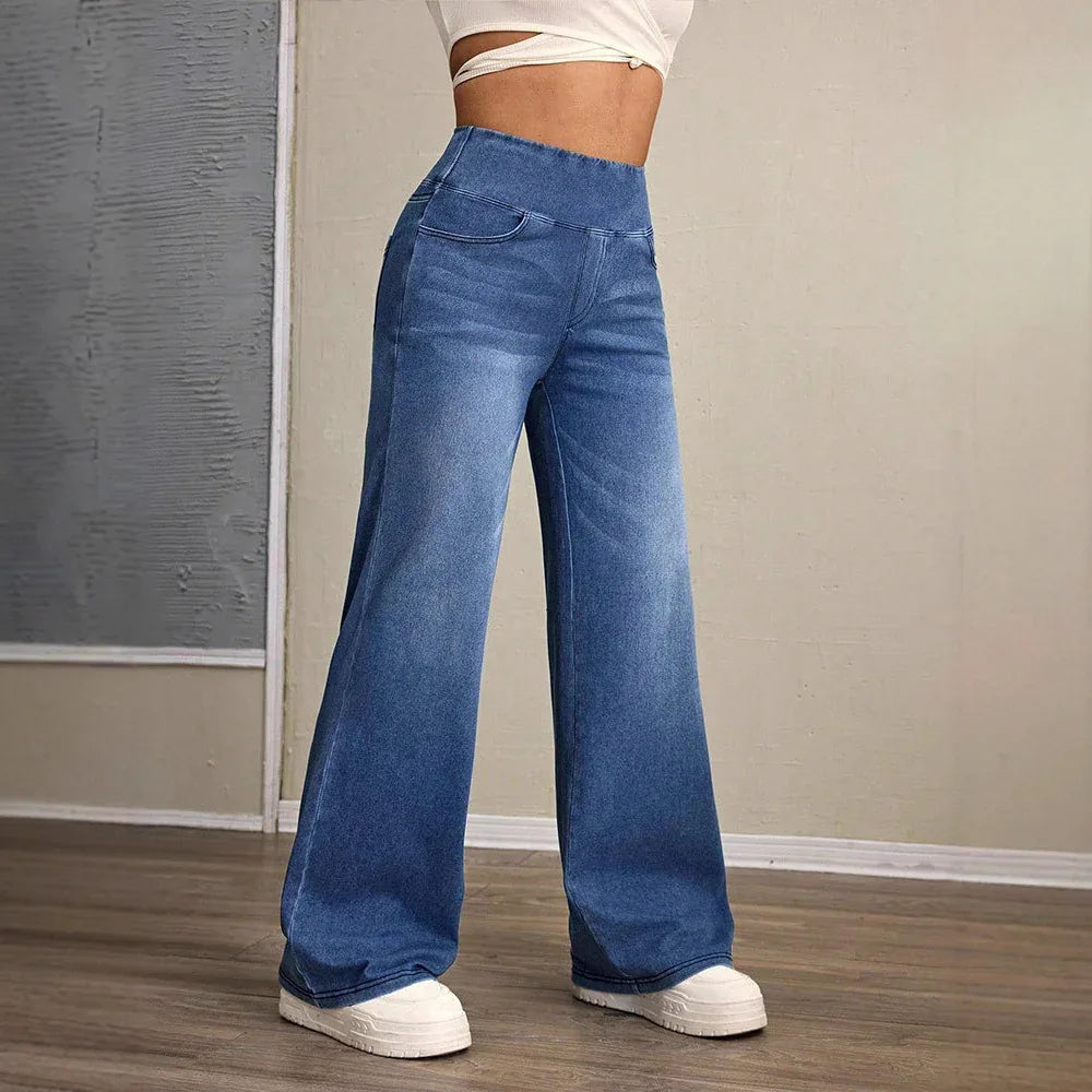 Loose Oversized Retro High-waisted Stretch Denim Wide-leg Pants - Gizmo Galaxy
