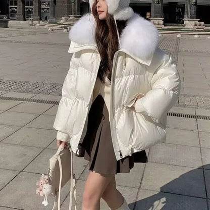Down Cotton-padded Jacket Women's Short Fur Collar Thickened Coat Winter Clothing - Gizmo Galaxy