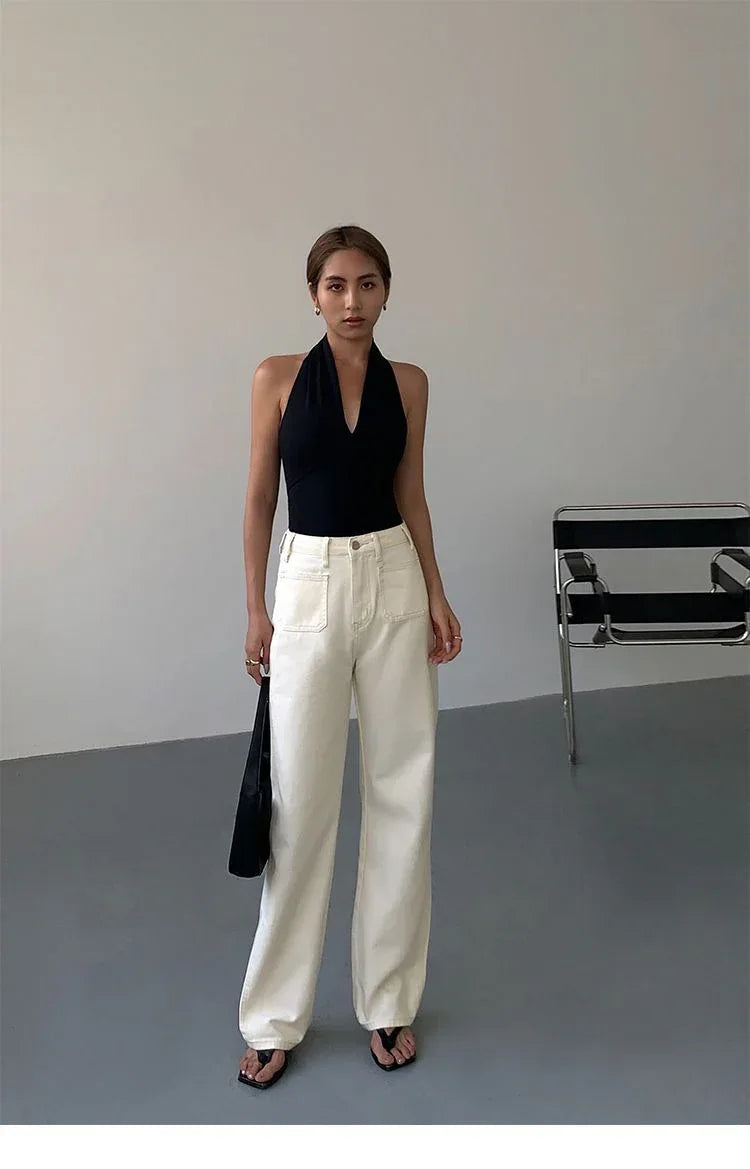 Advanced Sense Black V-neck Halterneck Vest - Gizmo Galaxy