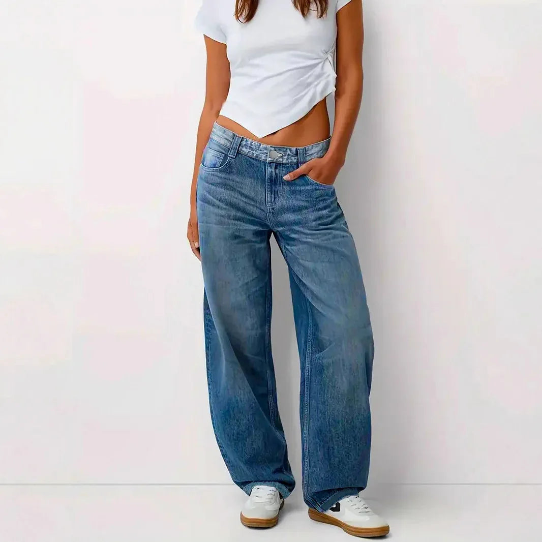 Summer Thin, Loose-fit, Mid-rise, Figure-flattering Wide-leg Denim Jeans For Pear-shaped Figures - Gizmo Galaxy