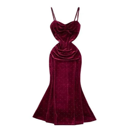 Women's Sexy Socialite Pleated Waist Tight Suspender Dress - Gizmo Galaxy
