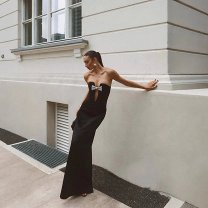 Off-shoulder Backless Super Deep V Bandeau Slim-fit Party Dress - Gizmo Galaxy