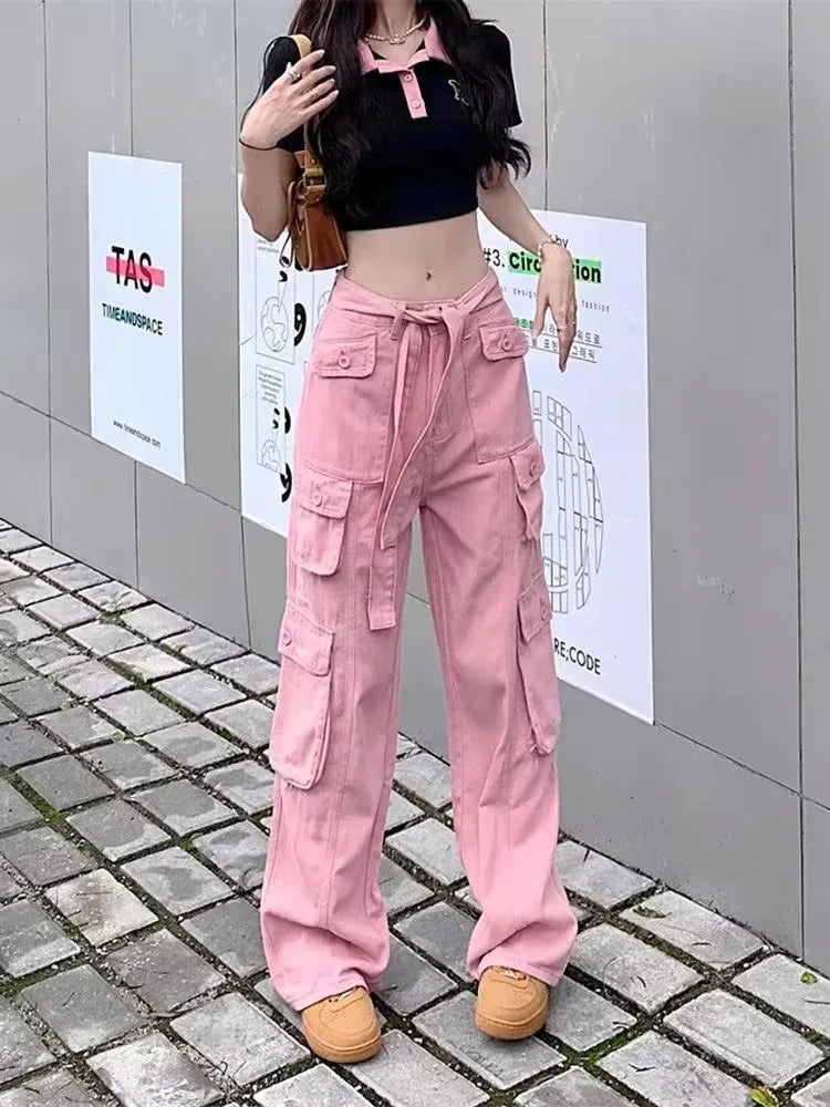Women's American Vintage Multi-pocket Distressed Loose Cargo Pants - Gizmo Galaxy