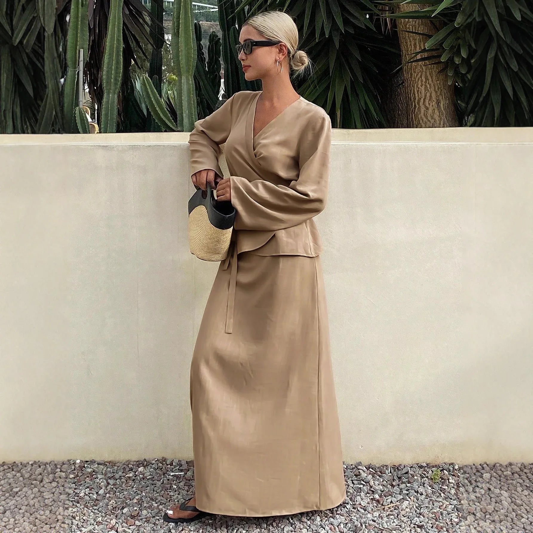 New Women's Casual Asymmetrical Lace-up Skirt Suit - Gizmo Galaxy