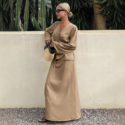New Women's Casual Asymmetrical Lace-up Skirt Suit - Gizmo Galaxy
