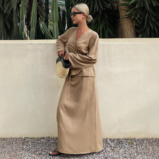 New Women's Casual Asymmetrical Lace-up Skirt Suit - Gizmo Galaxy