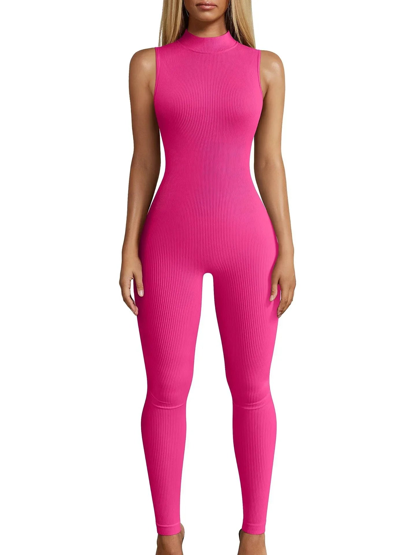 European And American Style Women Yoga Slim Rib Sleeveless Sports Jumpsuit - Gizmo Galaxy