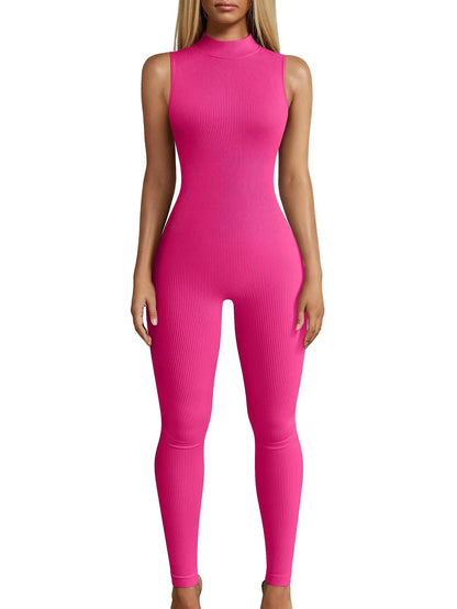 European And American Style Women Yoga Slim Rib Sleeveless Sports Jumpsuit - Gizmo Galaxy