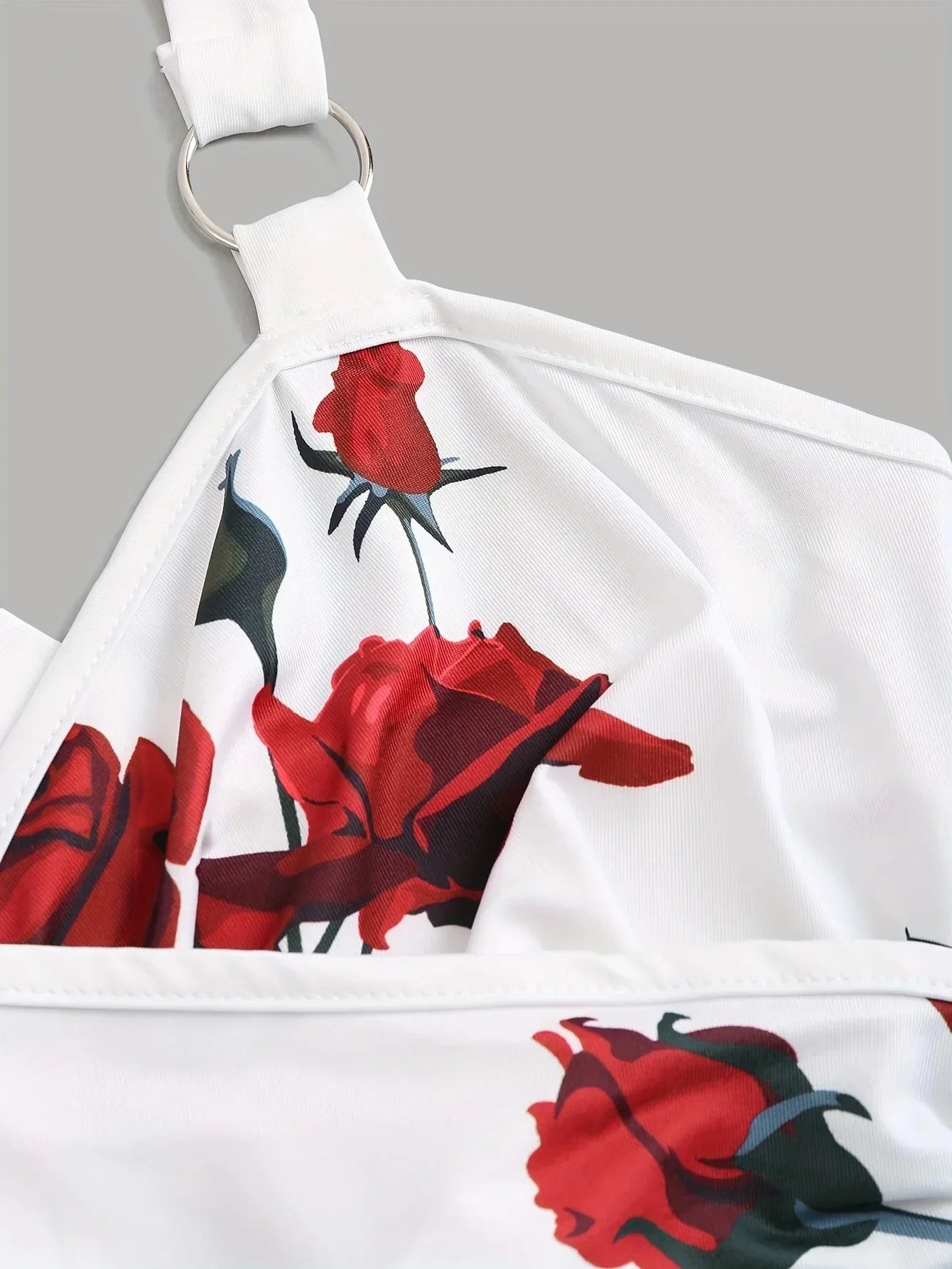 Spring And Summer New Women's Rose Print Pleated Suspender Cross Tank Top - Gizmo Galaxy