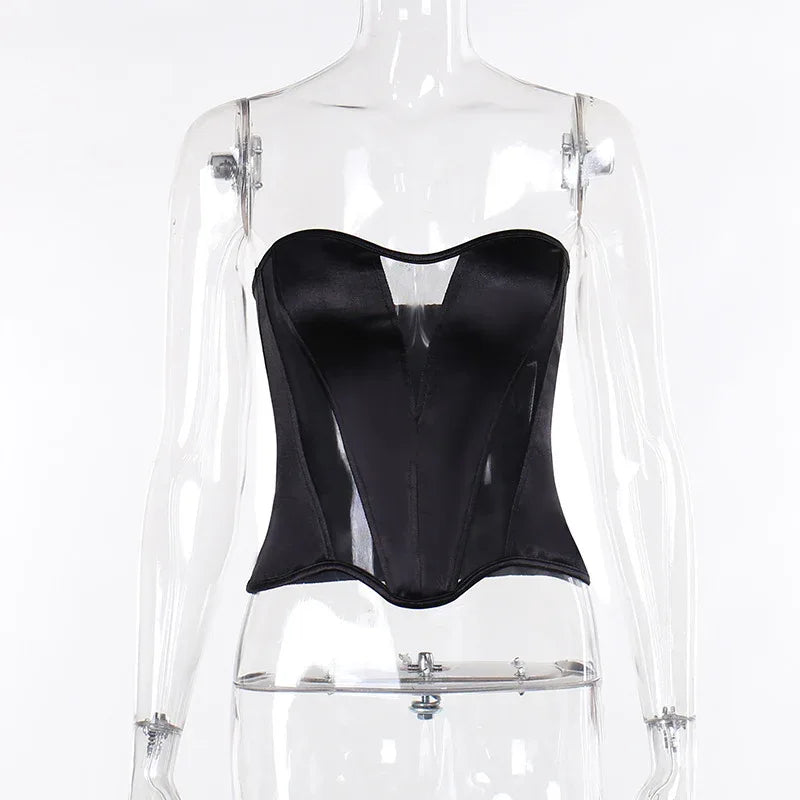 Cold-shoulder Mesh Stitching Waist Top - Gizmo Galaxy