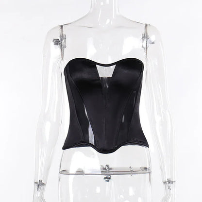 Cold-shoulder Mesh Stitching Waist Top - Gizmo Galaxy