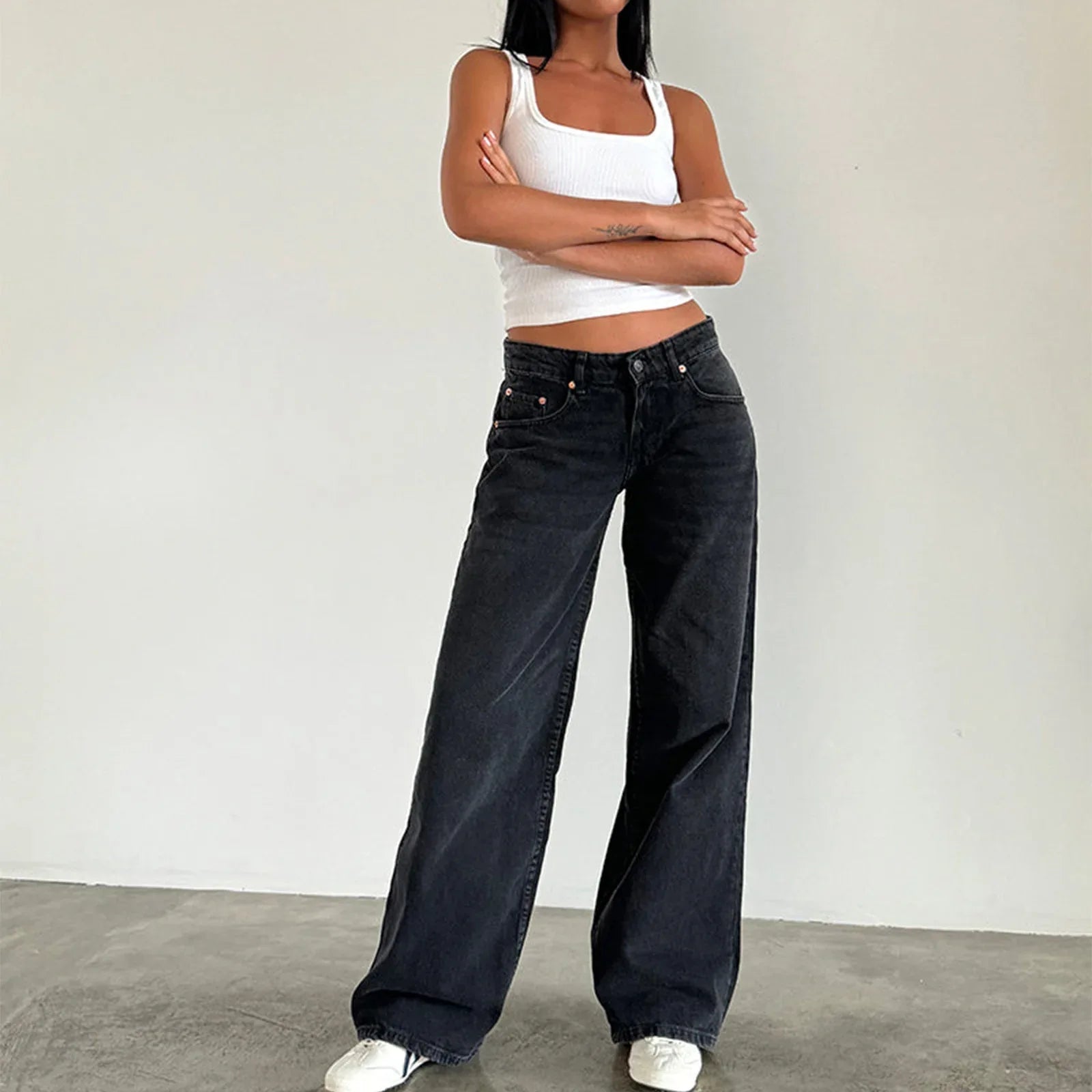 Women's American-style Vintage Straight-leg Jeans - Gizmo Galaxy