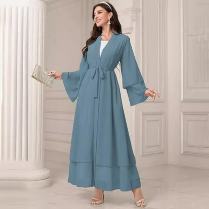 Middle East Solid Color Chiffon Plus Size Women's Gauze Robe - Gizmo Galaxy