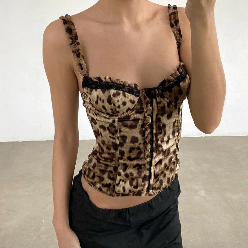 Women's Fashionable Leopard Print Waist-tight Vest - Gizmo Galaxy