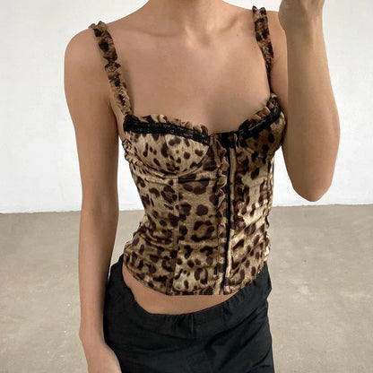Women's Fashionable Leopard Print Waist-tight Vest - Gizmo Galaxy