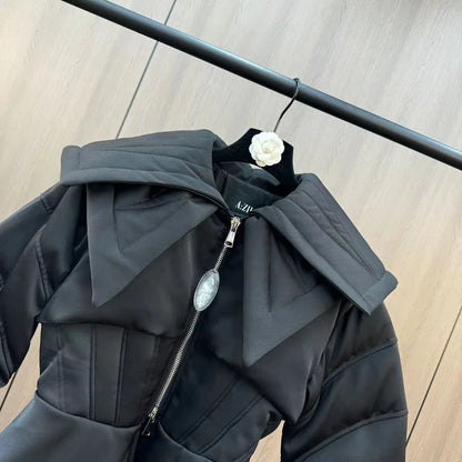 Waist Slimming Bottom Slit Women's All-matching Down Jacket - Gizmo Galaxy