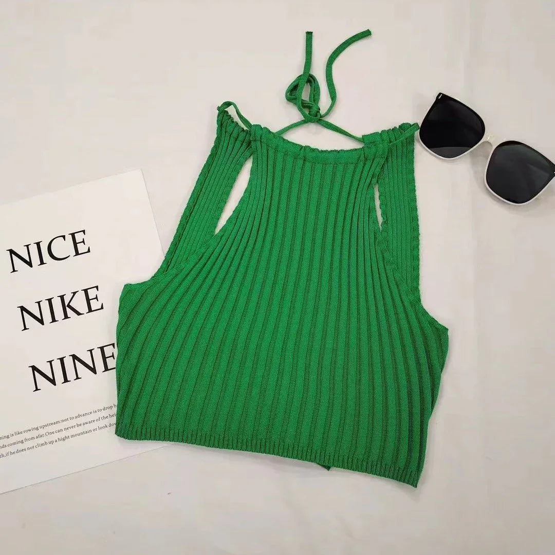 Summer New Women's Clothing Backless Slim Fit Thin Cross Straps Solid Color Camisole - Gizmo Galaxy