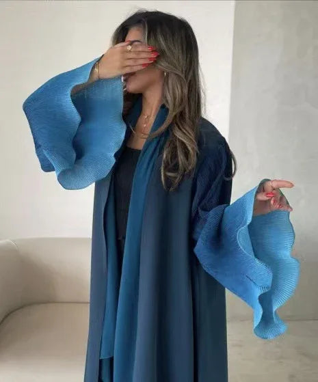Pleated Long Shawl Women's Fashionable Elegant Gradient Cardigan - Gizmo Galaxy