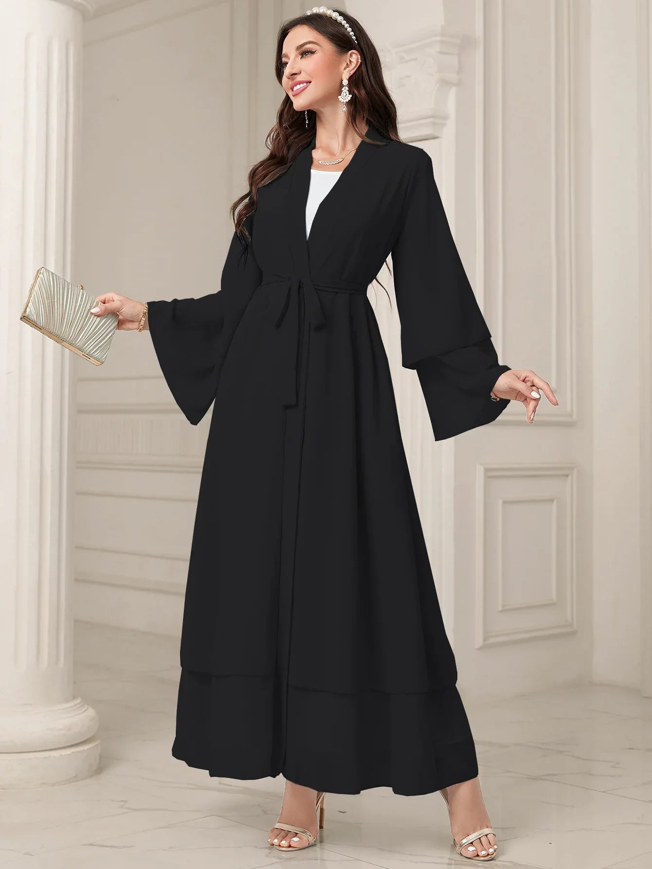 Middle East Solid Color Chiffon Plus Size Women's Gauze Robe - Gizmo Galaxy