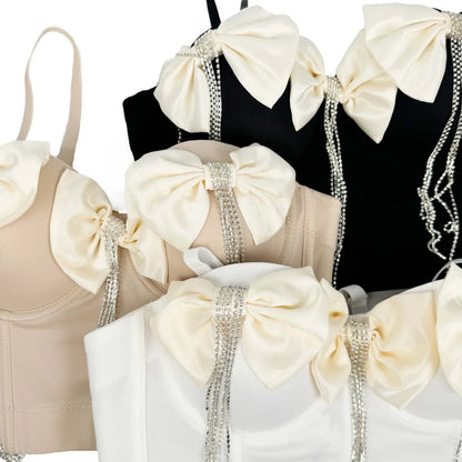 Autumn And Winter Exquisite Double Black Big Bow Corset - Gizmo Galaxy