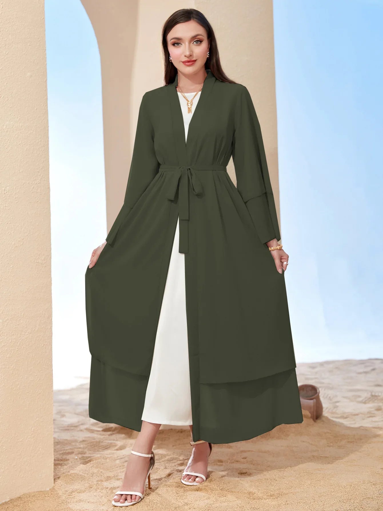 Middle East Solid Color Chiffon Plus Size Women's Gauze Robe - Gizmo Galaxy