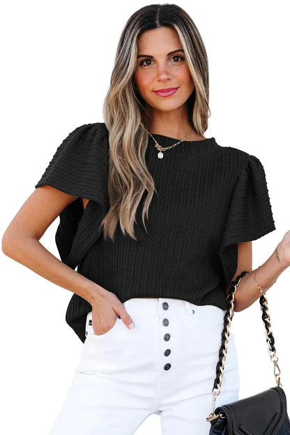 Women's Double-layer Ruffled Polyester Short-sleeved Round Neck T-shirt - Gizmo Galaxy