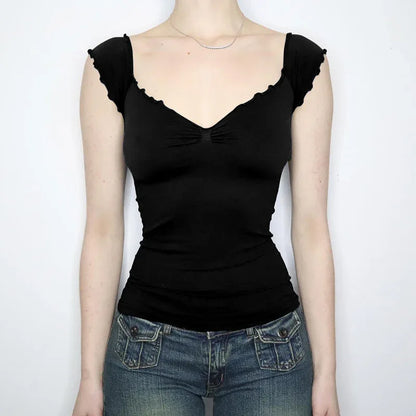 Lace Chest-shaped Waist-tight Exposed Back Short-sleeved Slimming Top - Gizmo Galaxy