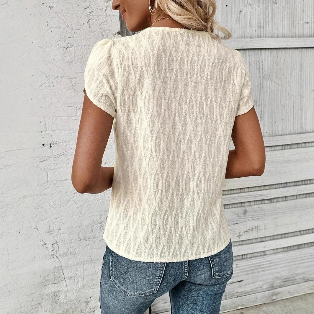 Diagonal Collar Solid Color Elegant Top - Gizmo Galaxy