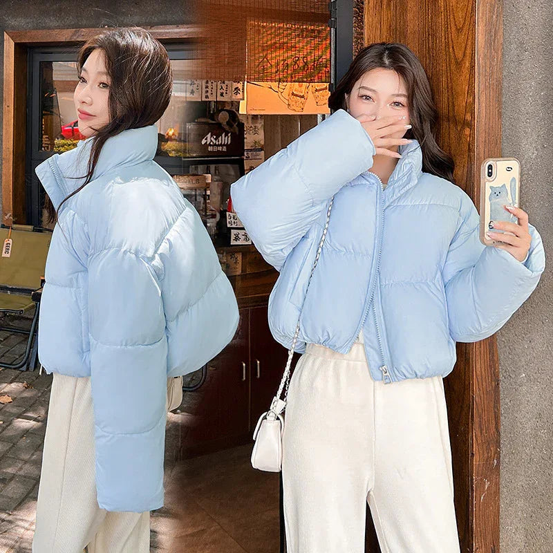 Stand-up Collar Thick Down Cotton Jacket Coat - Gizmo Galaxy