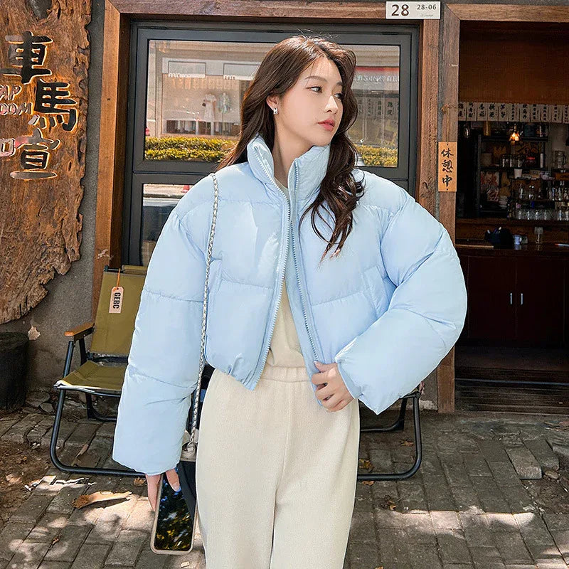 Stand-up Collar Thick Down Cotton Jacket Coat - Gizmo Galaxy