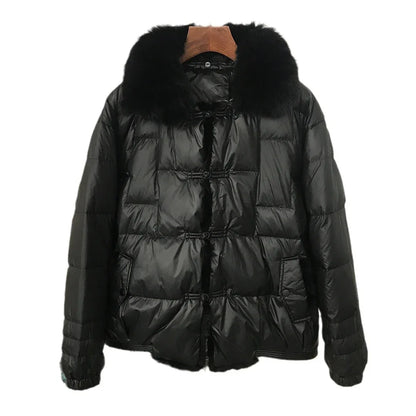 Down Jacket Short Loose Fashion Retro Patchwork Coat - Gizmo Galaxy