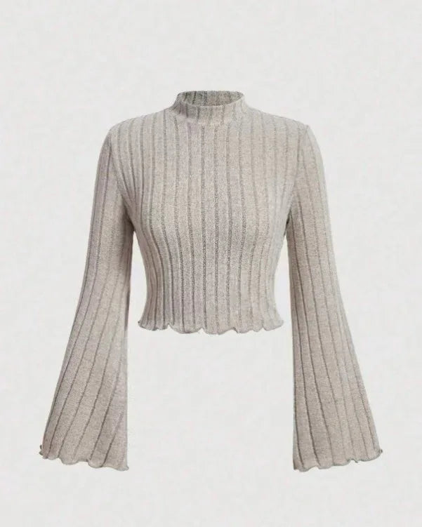 Printed Sexy Lace Thick Long Sleeved T-shirt Knitted Sweater - Gizmo Galaxy