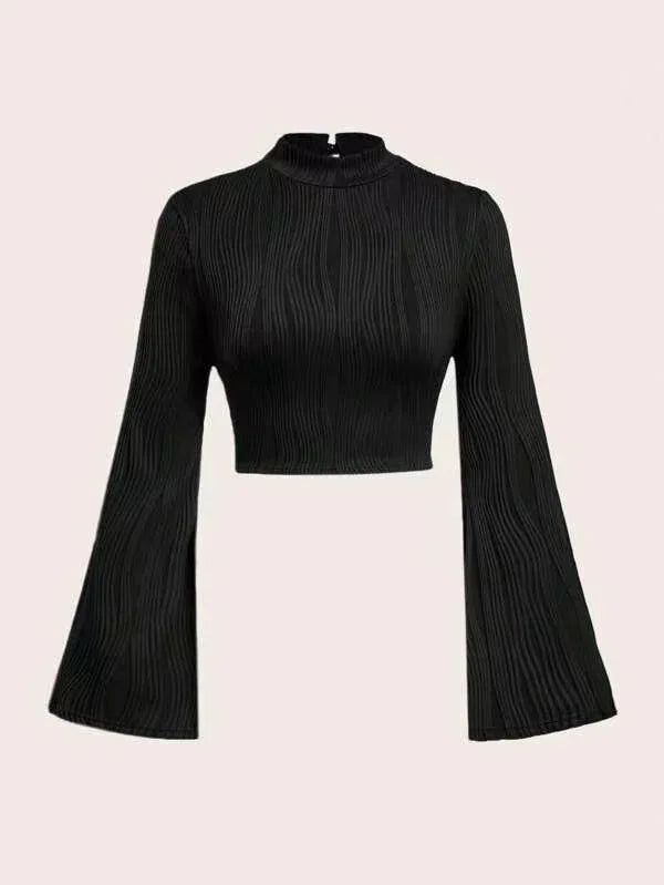 Printed Sexy Lace Thick Long Sleeved T-shirt Knitted Sweater - Gizmo Galaxy