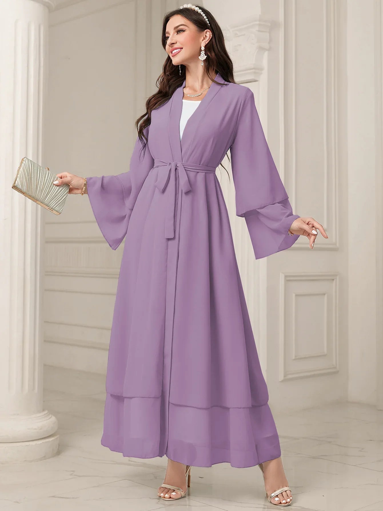 Middle East Solid Color Chiffon Plus Size Women's Gauze Robe - Gizmo Galaxy