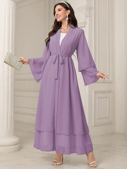 Middle East Solid Color Chiffon Plus Size Women's Gauze Robe - Gizmo Galaxy