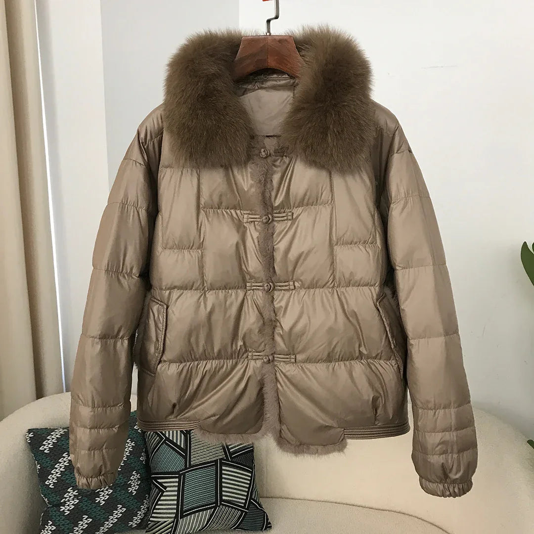 Down Jacket Short Loose Fashion Retro Patchwork Coat - Gizmo Galaxy