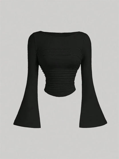 Printed Sexy Lace Thick Long Sleeved T-shirt Knitted Sweater - Gizmo Galaxy