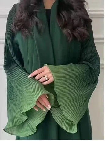 Pleated Long Shawl Women's Fashionable Elegant Gradient Cardigan - Gizmo Galaxy