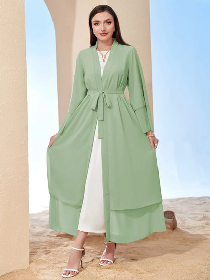 Middle East Solid Color Chiffon Plus Size Women's Gauze Robe - Gizmo Galaxy