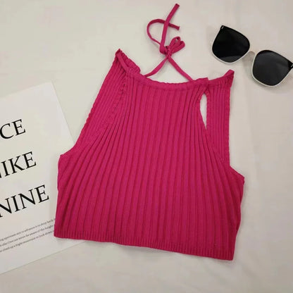 Summer New Women's Clothing Backless Slim Fit Thin Cross Straps Solid Color Camisole - Gizmo Galaxy