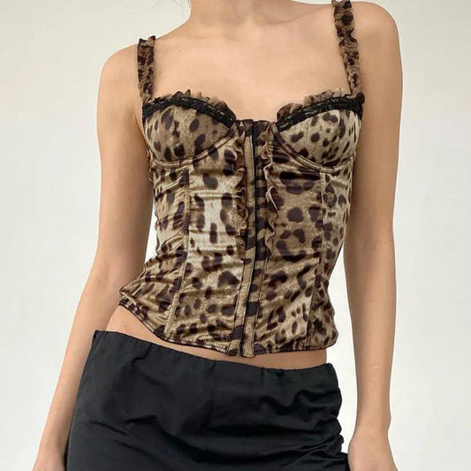 Women's Fashionable Leopard Print Waist-tight Vest - Gizmo Galaxy