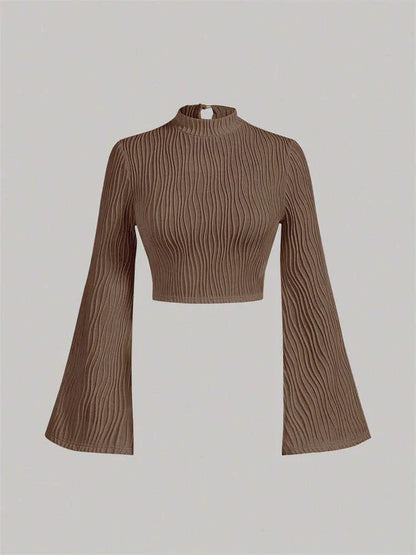 Printed Sexy Lace Thick Long Sleeved T-shirt Knitted Sweater - Gizmo Galaxy