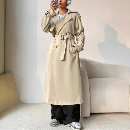 Elegant Long Solid Color Trench Coat - Gizmo Galaxy